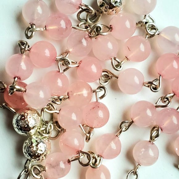 Rose quartz / silver lava rosary - Picture 2 of 2